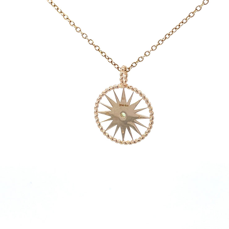 Zahava Gold Compass Pendant with White Diamond Inlay – Peridot Fine Jewelry